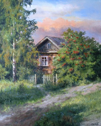 Evening in the village. August