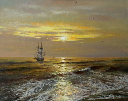 Warm evening over the sea